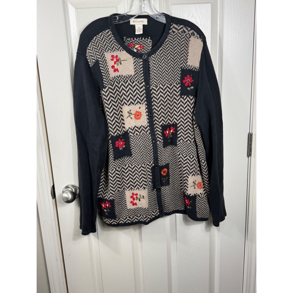 Bechamel Floral Embroidered Cardigan Sweater  Cottagecore Knit‎ Grandmacore XL